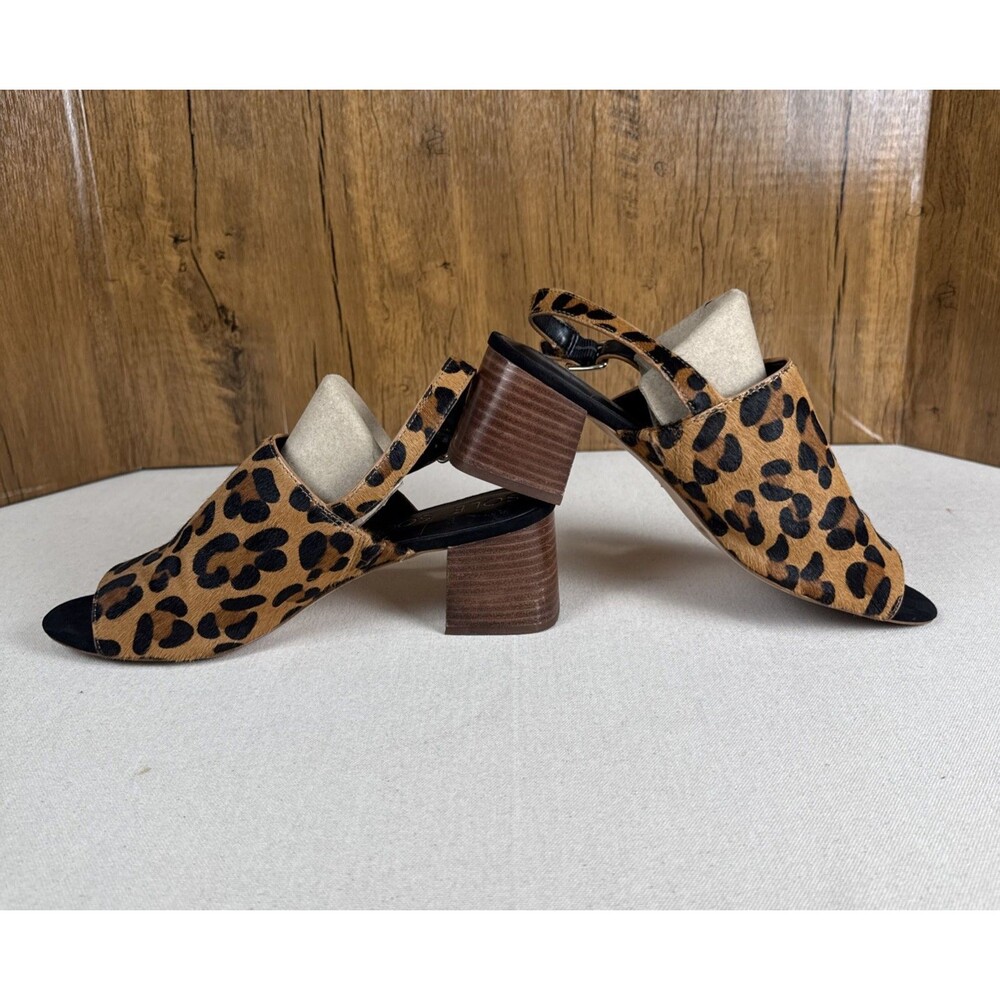 Sole Society Leopard Calf Hair Slingback Mule Sandals Block Heel Women’s 9.5M - Picture 2 of 9
